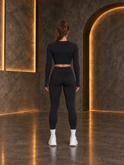 Long-Sleeve Crop Top - Black